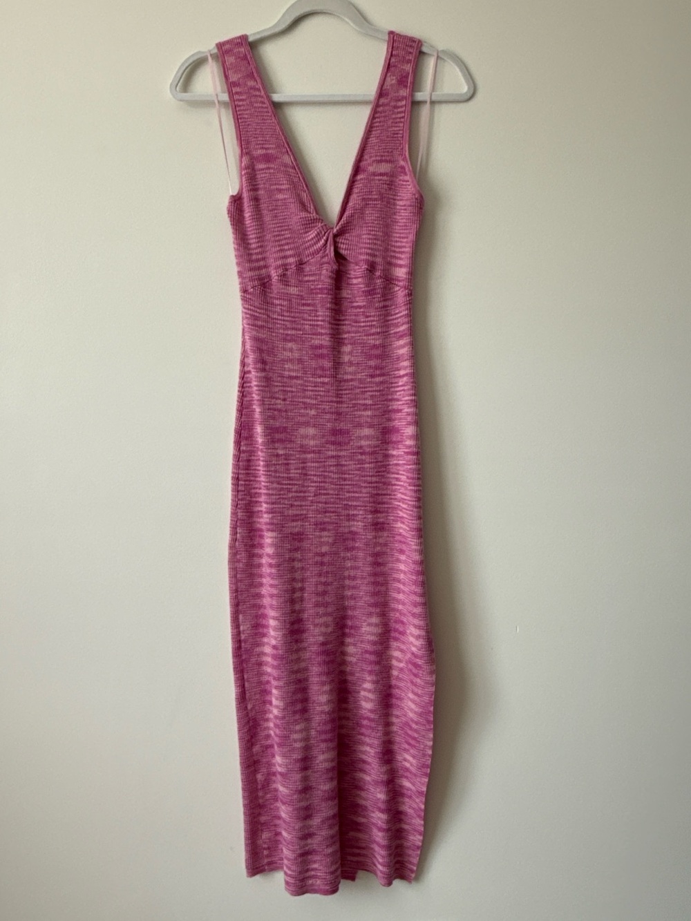L*space Florence pink space dye ribbed knit midi dress size M